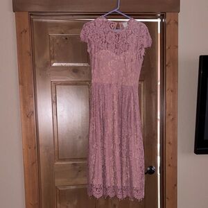 H&M Dusty Rose Lace Midi Dress